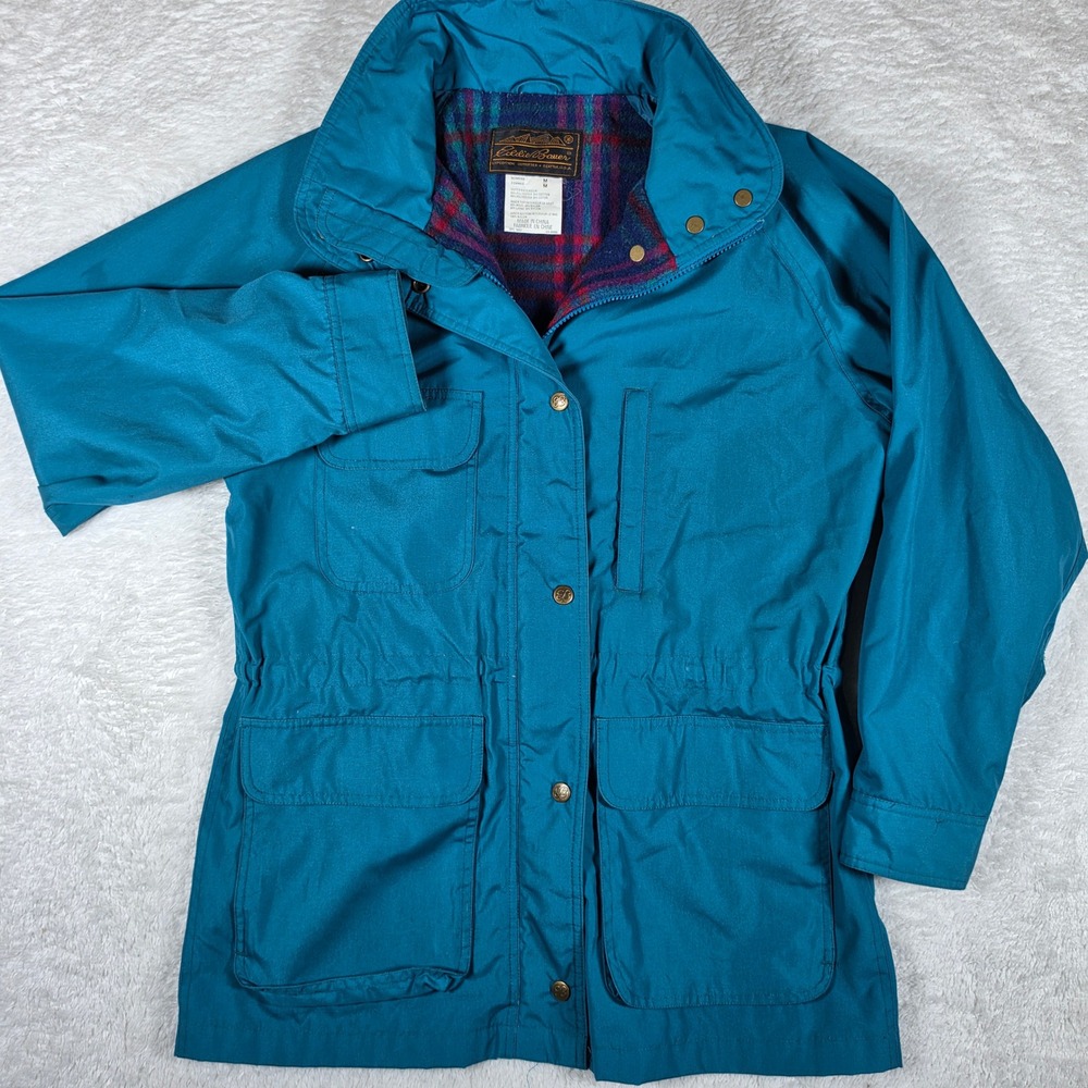 Eddie Bauer Expedition Outfitter Womens M Teal Wool Nylon L/S Field Jacket